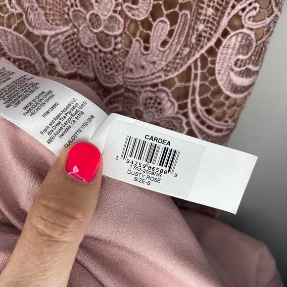 Dress The Population Cardea Guipure Lace Dress in Dusty Rose Pink Size S - Picture 5 of 6